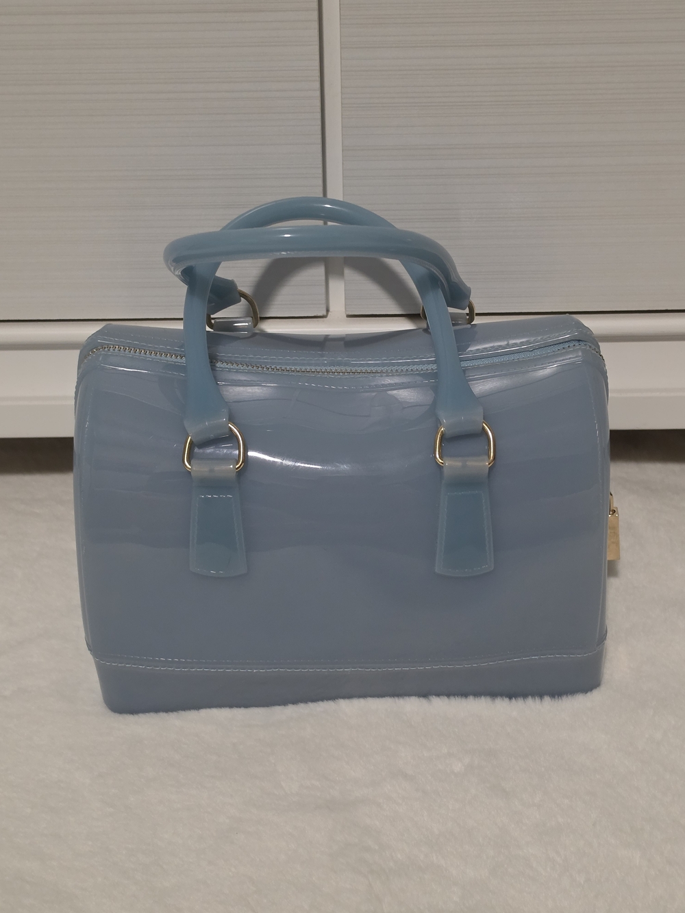 Light Blue Women's Jelly Dome Satchel Bag